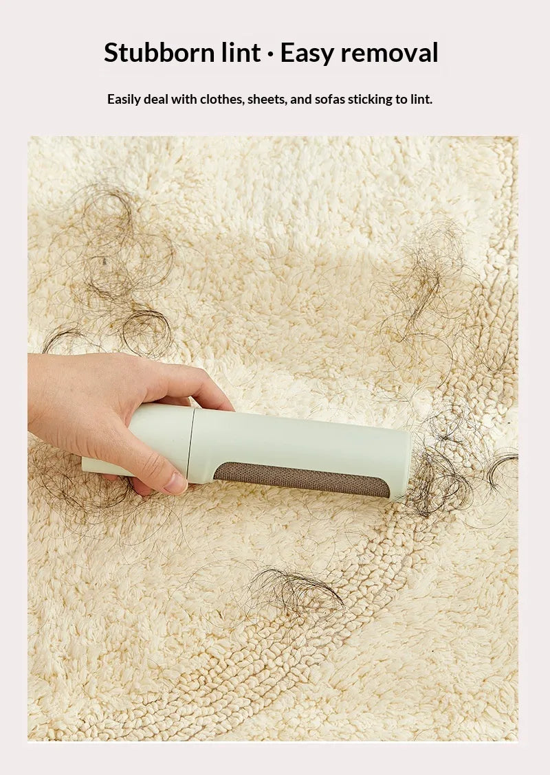 2-in-1 Reusable Pet Hair Remover Brush & Lint Roller - Portable Self-Cleaning Tool for Cat & Dog Fur