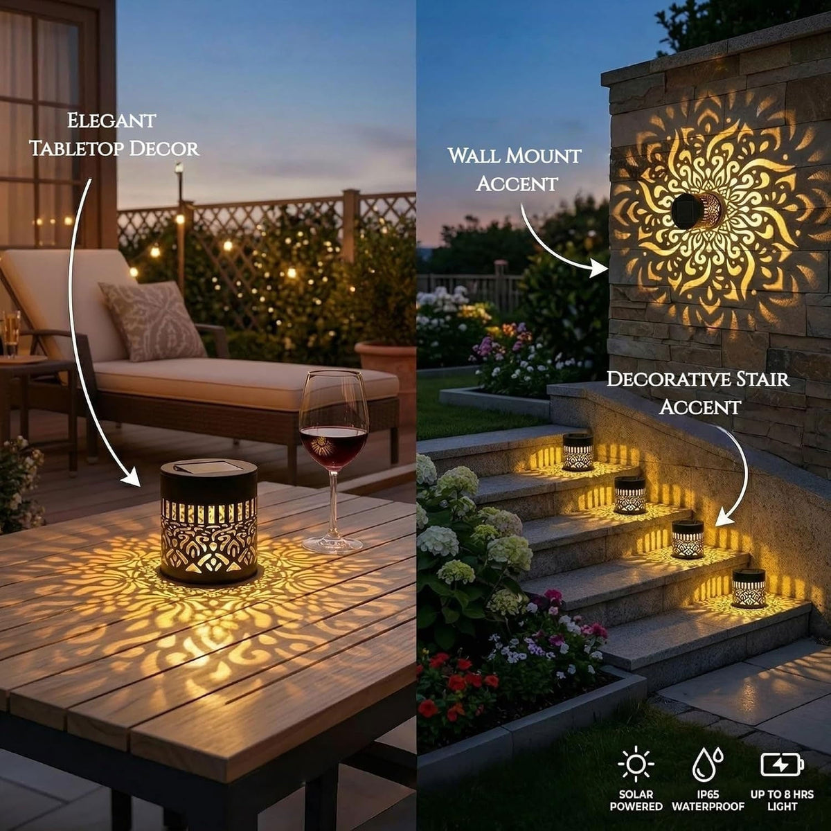 Decorative Solar LED Mandala Lamp for Patio & Garden – 1 Pc