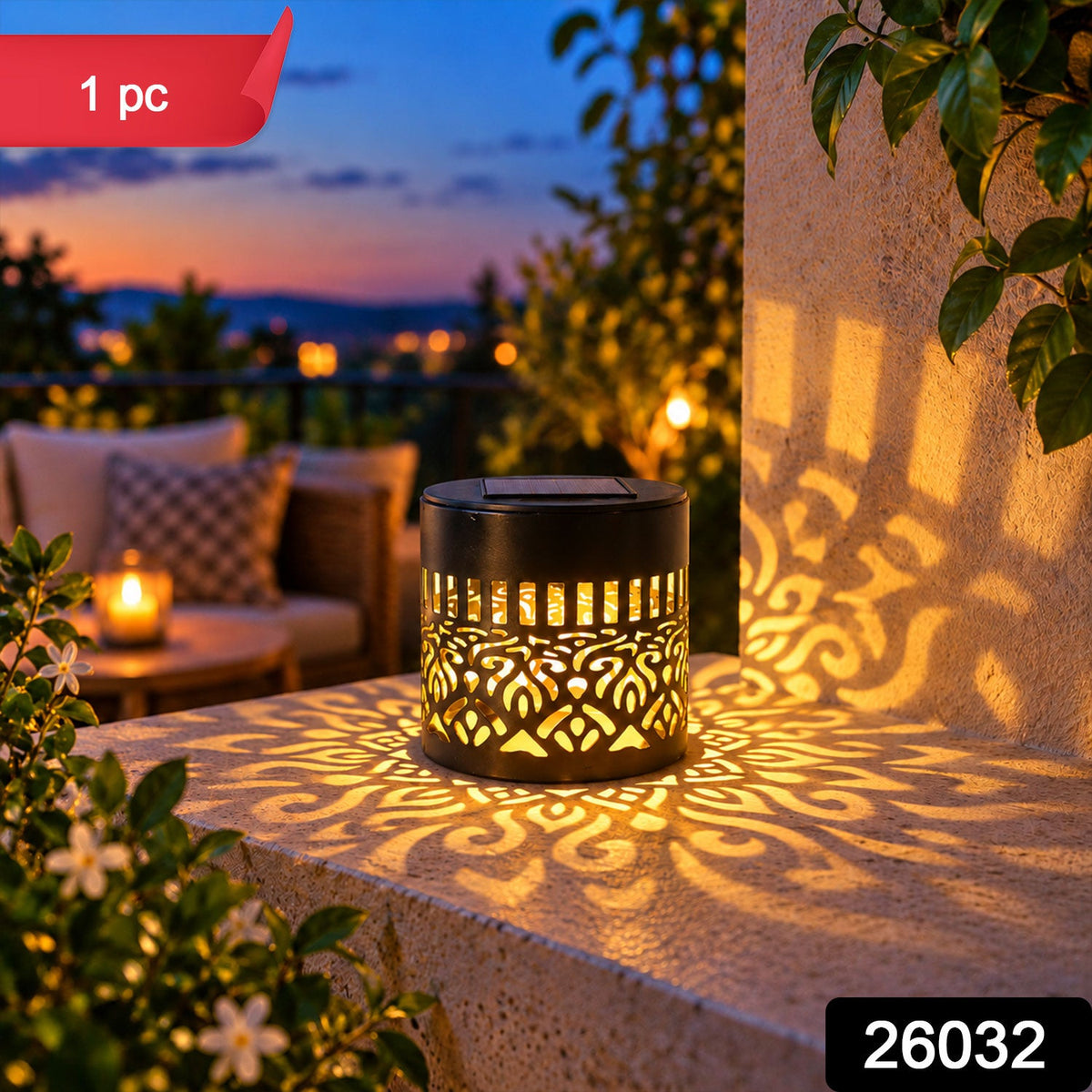 Solar LED mandala lamp, 1 piece