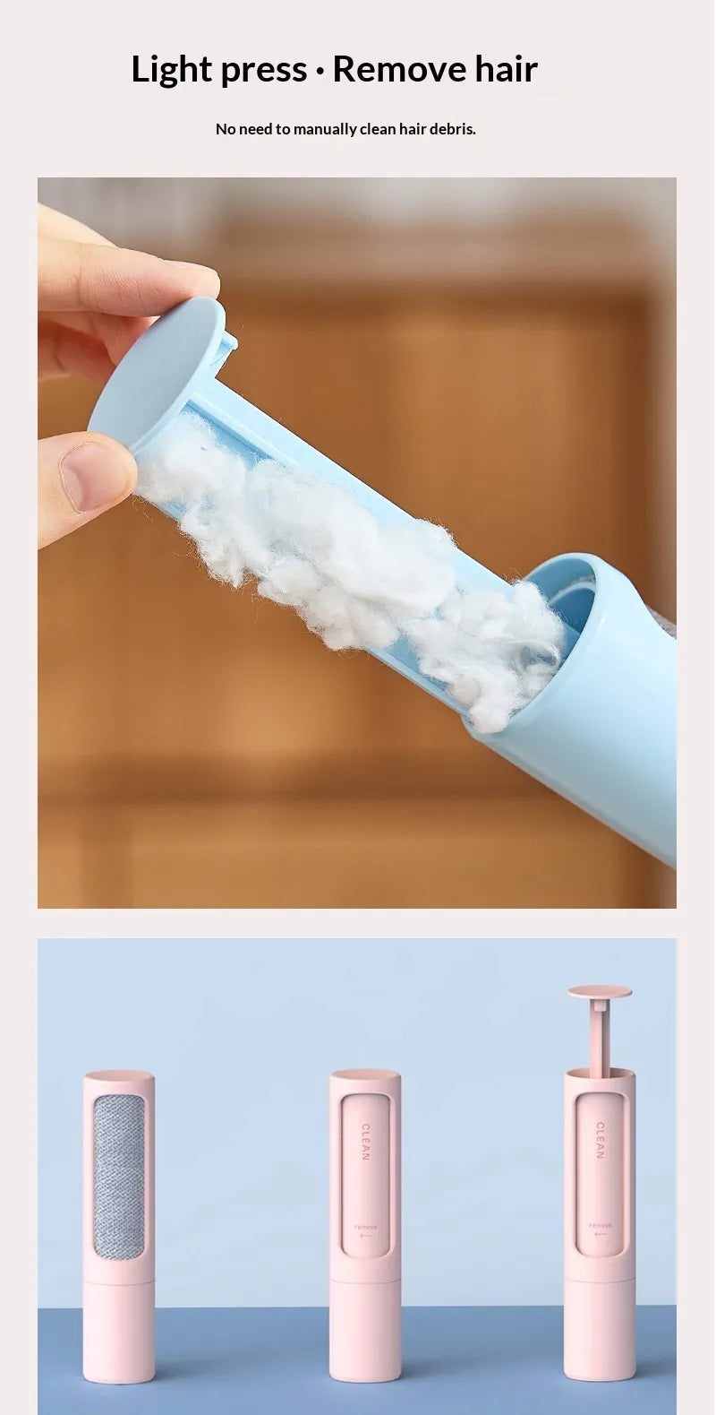 2-in-1 Reusable Pet Hair Remover Brush & Lint Roller - Portable Self-Cleaning Tool for Cat & Dog Fur