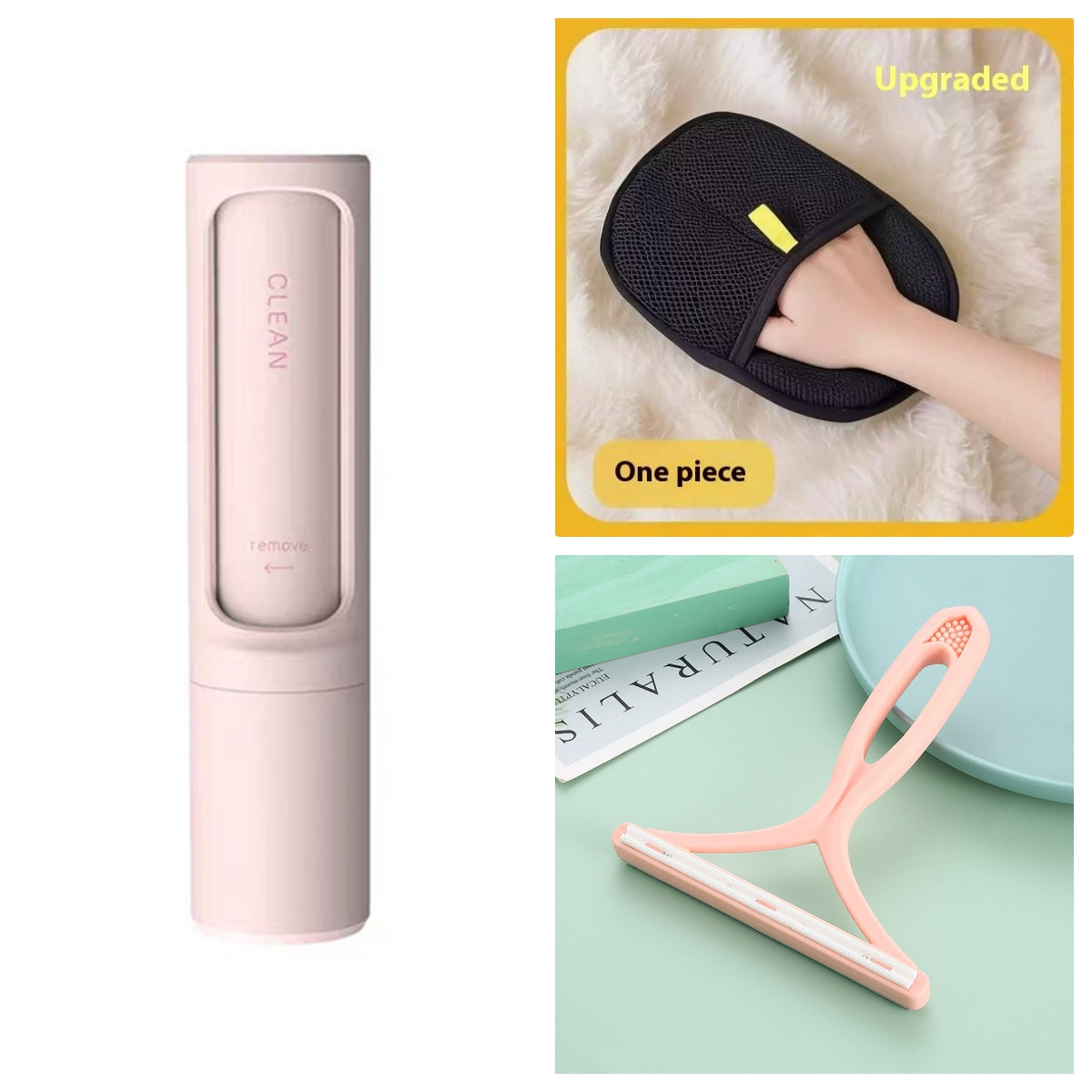 2-in-1 Reusable Pet Hair Remover Brush & Lint Roller - Portable Self-Cleaning Tool for Cat & Dog Fur