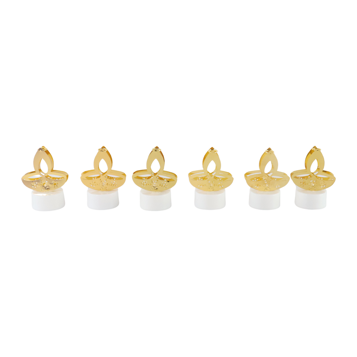 Golden Diya Shaped LED Tealight Candles – Flameless Diwali Décor | 6 Pc