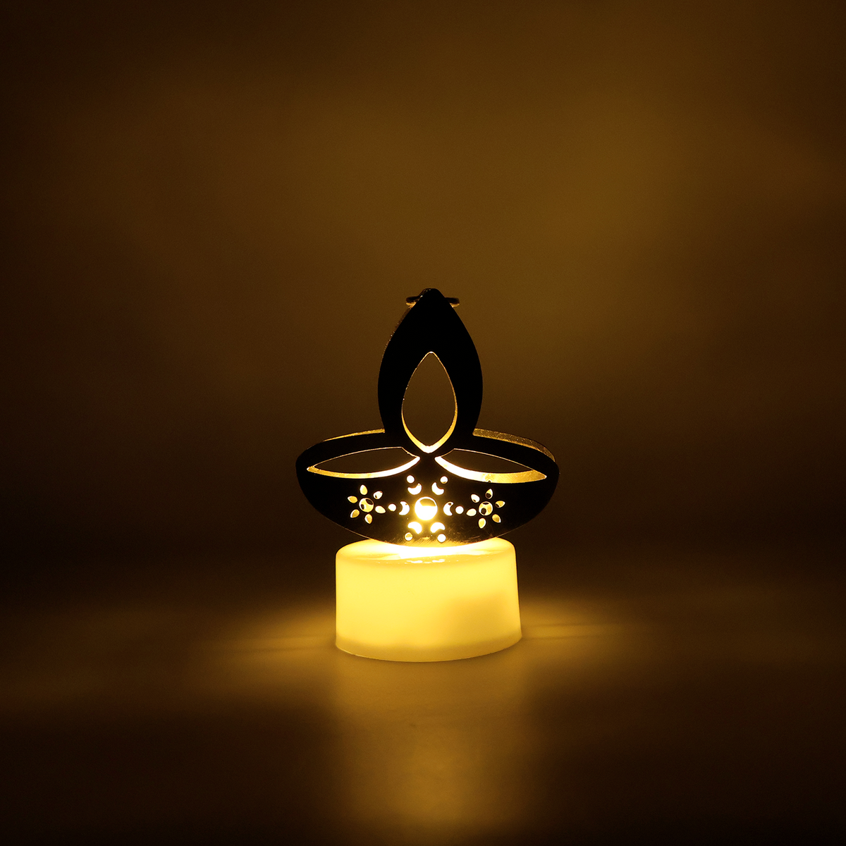 Golden Diya Shaped LED Tealight Candles – Flameless Diwali Décor | 6 Pc