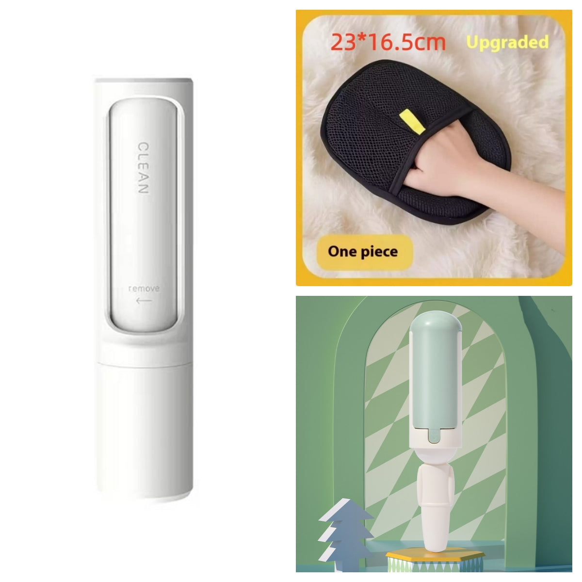 2-in-1 Reusable Pet Hair Remover Brush & Lint Roller - Portable Self-Cleaning Tool for Cat & Dog Fur