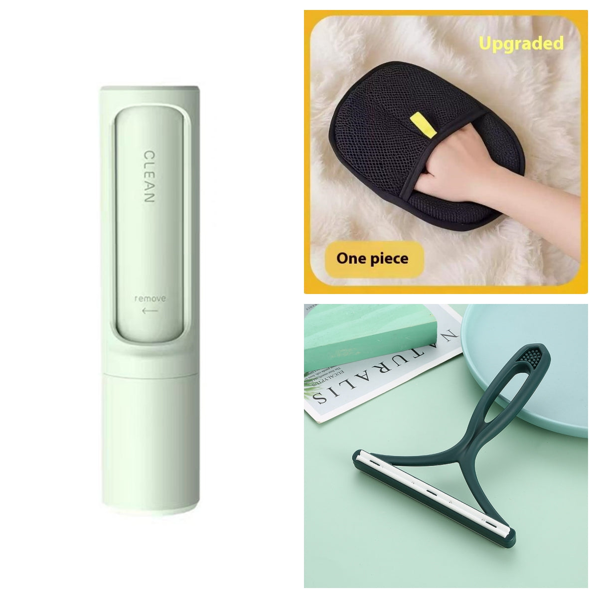 2-in-1 Reusable Pet Hair Remover Brush & Lint Roller - Portable Self-Cleaning Tool for Cat & Dog Fur